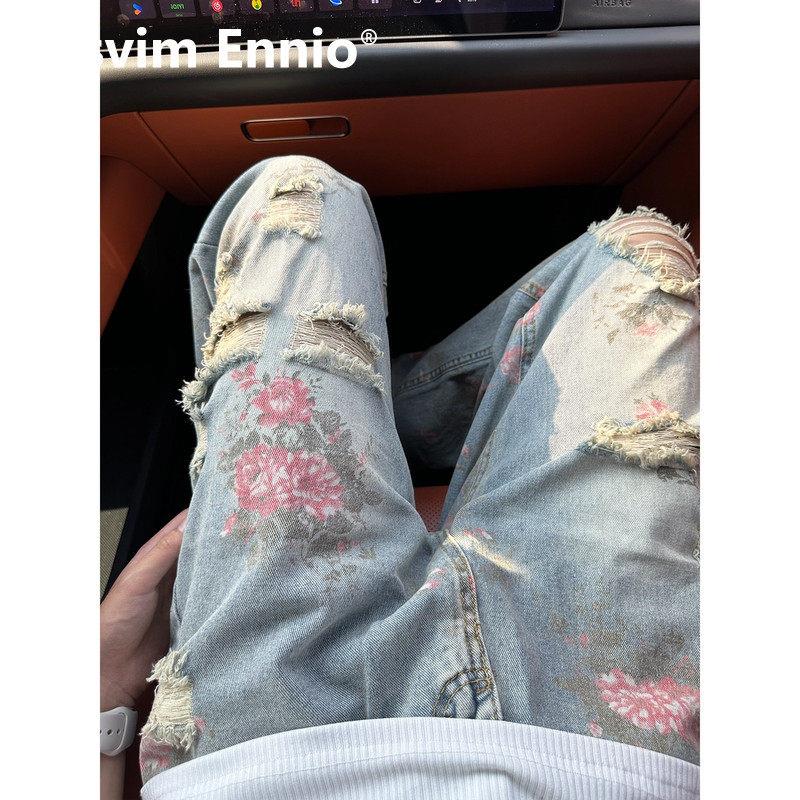 Visvim Ennio美式高街vibe玫瑰花牛仔裤男款春季裤子高级感clean