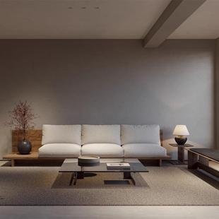 需定制侘寂风民宿酒店实木沙发组合原木样品屋展示中心大堂卡座接