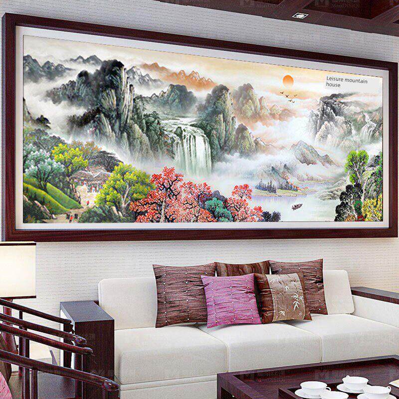 5d钻石画2025新款客厅满钻富春山居图点砖贴画定制带框十字绣大气