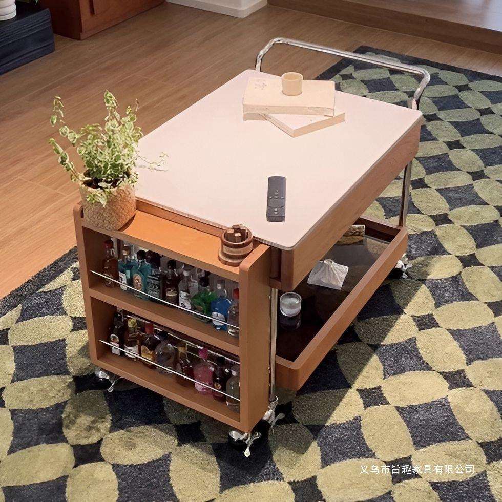 移动茶几日式沙发客厅小推车伸缩围炉煮茶实木家用茶桌小户型郊野