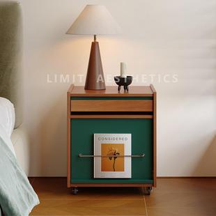 LIM界限中古风床头柜复古双层床边柜拼色撞色储物小柜子烤漆定制Z