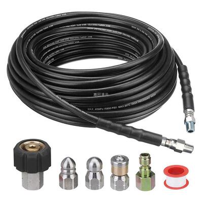 高压清洗机下水道冲洗器套件1/4“NPT纽扣式喷嘴5800PSI孔口4.0