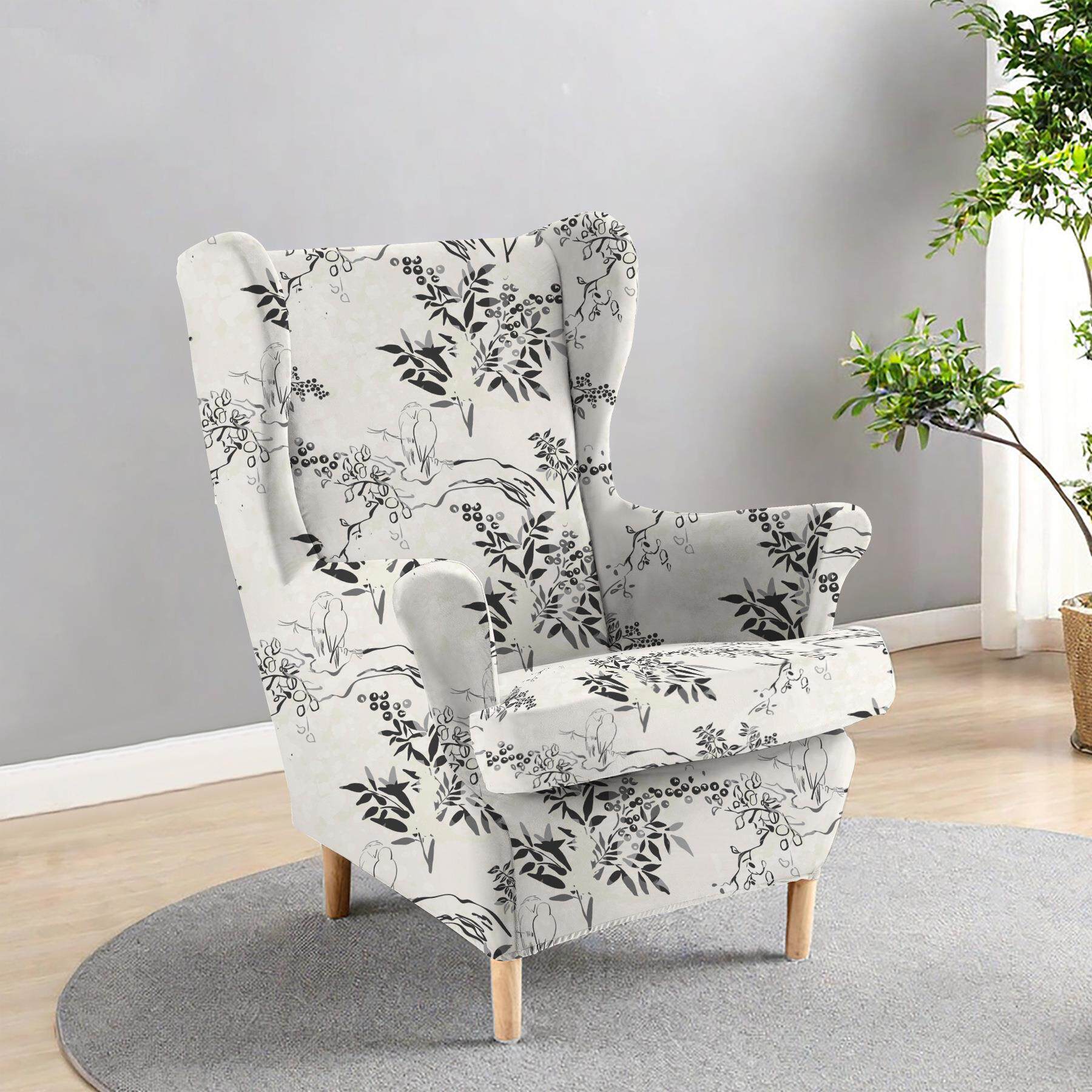 沙发罩单人位 椅套弹力翼背 防尘罩现代圣诞 田园风老虎凳椅子套1