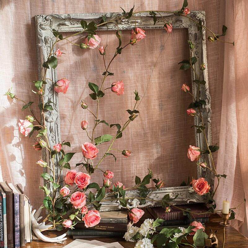 掬涵玫瑰花藤缠绕彷真花婚庆编织布置花环结婚造景装饰拱门花艺礼