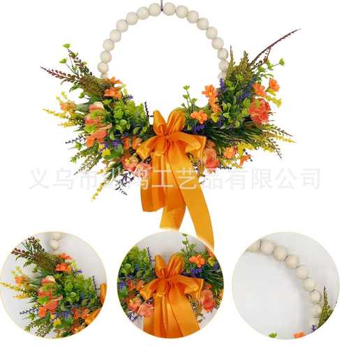 珠花环秋季新款婚礼木柱环装饰仿真挂饰2025墙壁家具