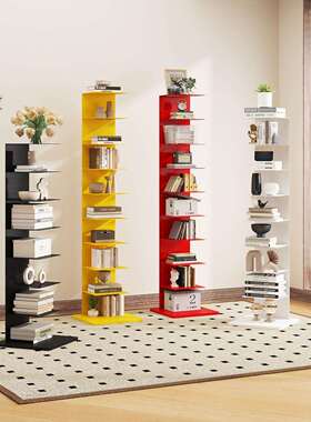 北欧网红隐形创意转角书架落地铁艺置物架客厅立体多层书柜收纳