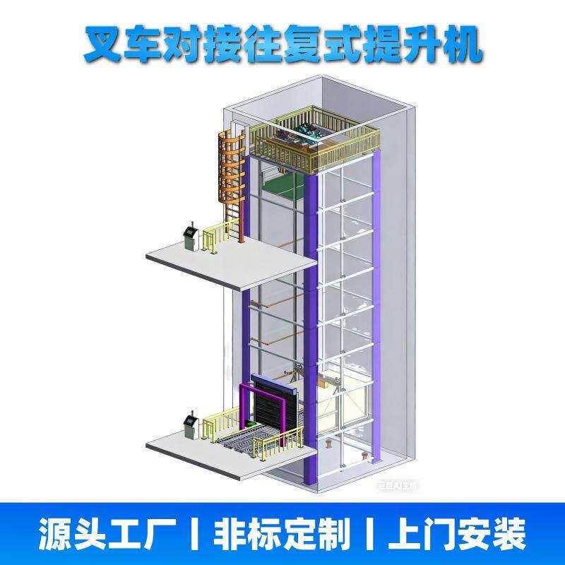 叉车往复式提升机连续式垂直链条货梯循环1吨2吨C/Z型托盘升降机