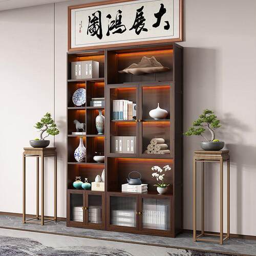 新中室式博古架隔断茶带背景置HNO物架多2025年宝阁商用隔断灯展