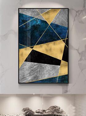 新款直销现代北欧抽象碧蓝金箔客厅装饰画轻奢大气简约挂画酒店样