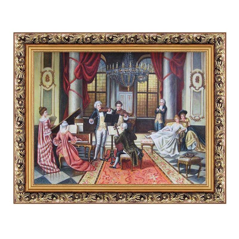 欧式人物油画美式客厅装饰画宫廷酒店宾馆有框墙壁挂画一件代