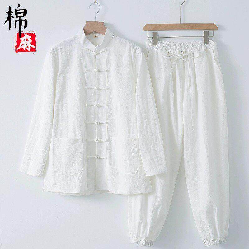 高端中国风棉麻中式男装居士服禅服茶服古风套装佛系打坐唐装汉服