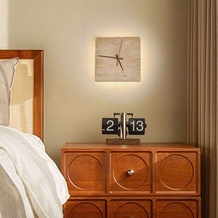 创意钟表客厅壁灯洞石卧室背景墙氛围楼梯玄关中古侘寂风民宿酒店