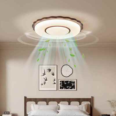 高级大气简约现代卧室风扇灯餐厅无叶吊扇灯客厅中古风扇灯一体灯