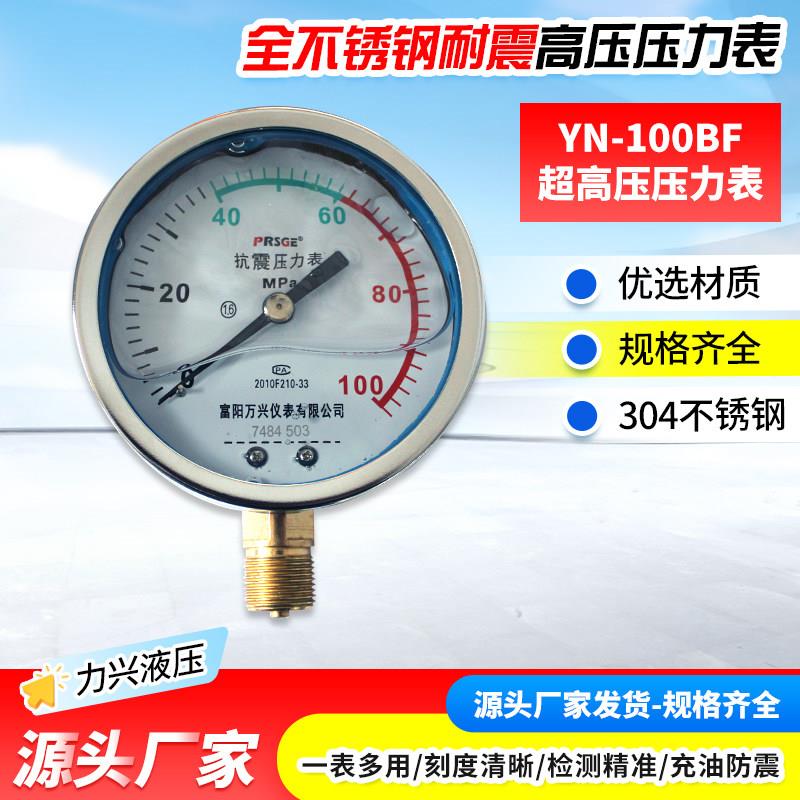 不锈钢耐震液压压力表0-100/160/200/250/300/40Mpa抗震压力表