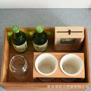 复古木质化妆品收纳盒家用桌面杂物整理盒阳台多肉植物盒储物木盒