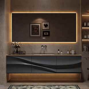 高端定制现代轻奢浴室柜组合奢石酒店风卫生间洗漱台洗脸洗手池盆