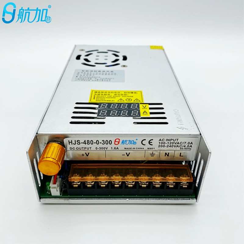 双数显可调电源0-300V1.6A直流稳压开关电源480W HJS-480-0-300