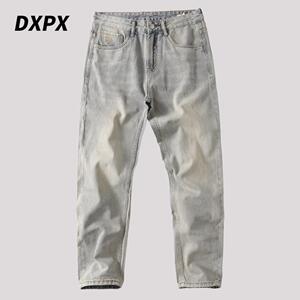 DXPX品牌专柜春秋浅蓝做旧复古水洗牛仔裤男重磅直筒宽松休闲长裤