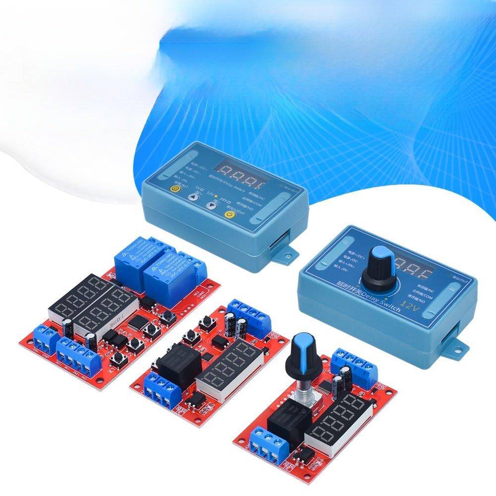 延迟时间继电器模块5V12V24V定时可编程光耦隔离脉冲周期断电触发