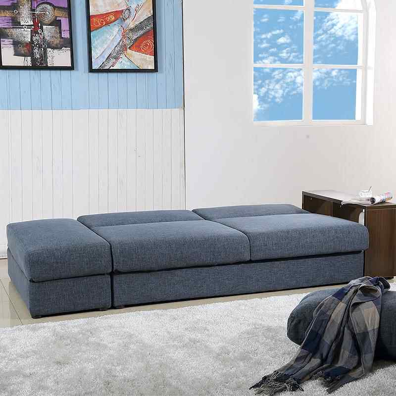 日约式客厅沙布艺221小户型可折叠沙发床发现代简拆转角洗三人经