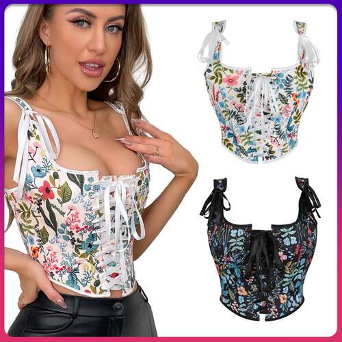 Leaf print ancient corset wrapped around chest, palace