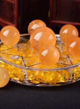 天然黄水晶球七星阵聚宝盆办公室摆件开业礼品家居玄关装饰工艺品