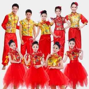 打鼓服演出服女舞蹈服民族新款中国风现代舞龙舞狮服装喜庆表演服