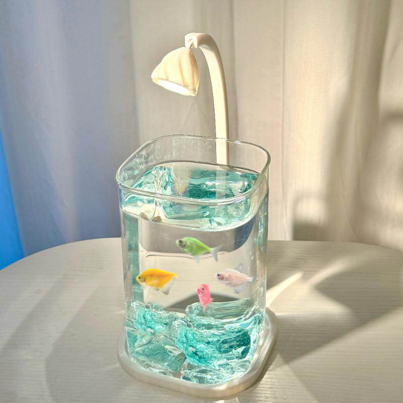 曼尾纱斗鱼专用超白玻璃鱼缸小型客厅桌面造景摆件圆方型鱼缸新款