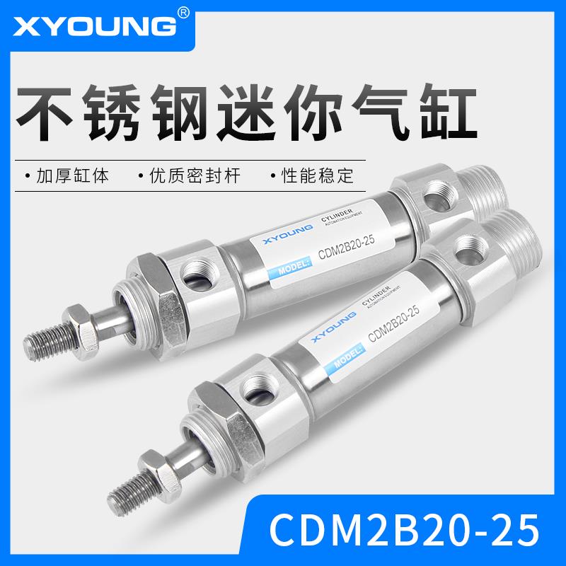 XYOUNG气动不锈钢迷你气缸CDM2B20-50带磁迷你气缸CM2B20-100Z
