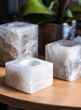 方糖矿石烛台石膏矿石浪漫香薰烛台现代简约酒吧西餐民宿家居光源