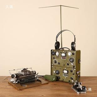 复古老式 饰摆门件 工创意无道线电WOP台发手报机电报机模型具厅装