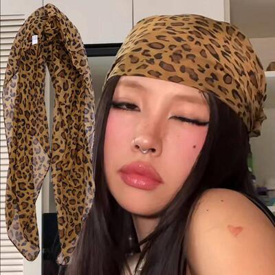 Retro Leopard Headscarf Women GirlHigh Quality ComfortableHe