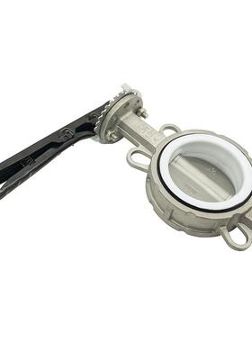 不锈1钢手柄对夹蝶261阀D71F-0/碱16P软密封蝶衬四氟阀耐腐蚀酸蝶