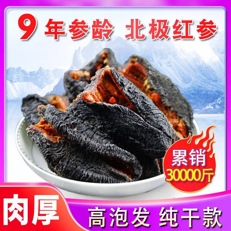加拿大红极参进口北极野生参原货深海淡干冰岛海参水产干货500g