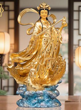 九天玄女神像铜贴真金战神九天玄女娘娘家用供奉玄母天尊中式摆件