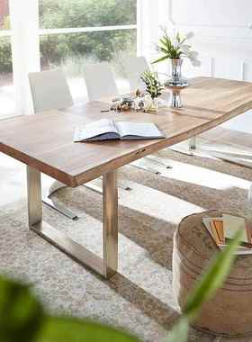 工业wyy25081风lo木ft实办公桌简铁艺多人合会客桌椅组美式长约方