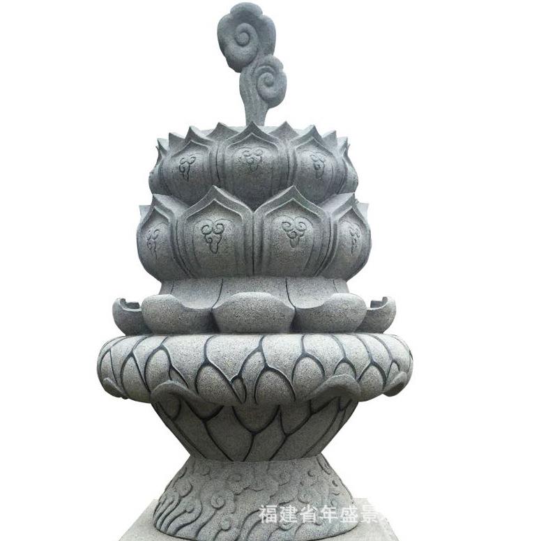 石雕莲花雕塑 寺院石材吉祥八宝 福建雕刻工艺