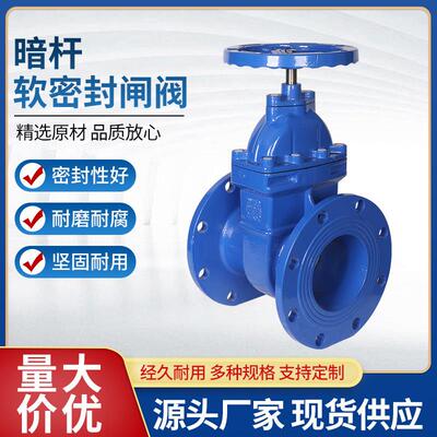 Z45X-16Q软密封法兰暗杆闸阀阀门弹性座封球墨铸铁自来水开 关闸