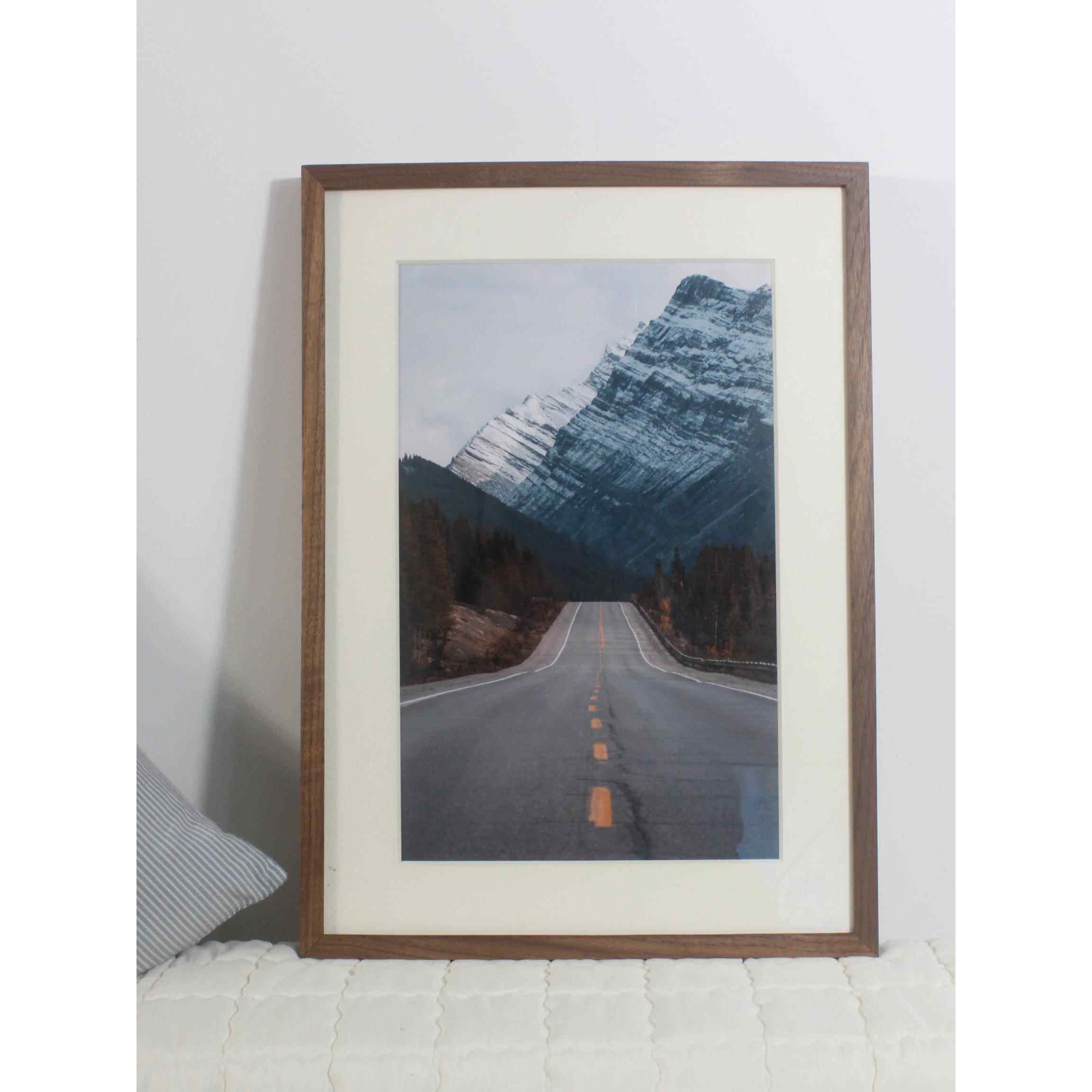 厂家定做 简约现代 窄边榫卯黑胡桃实木方形摆台挂墙 相框 字画框