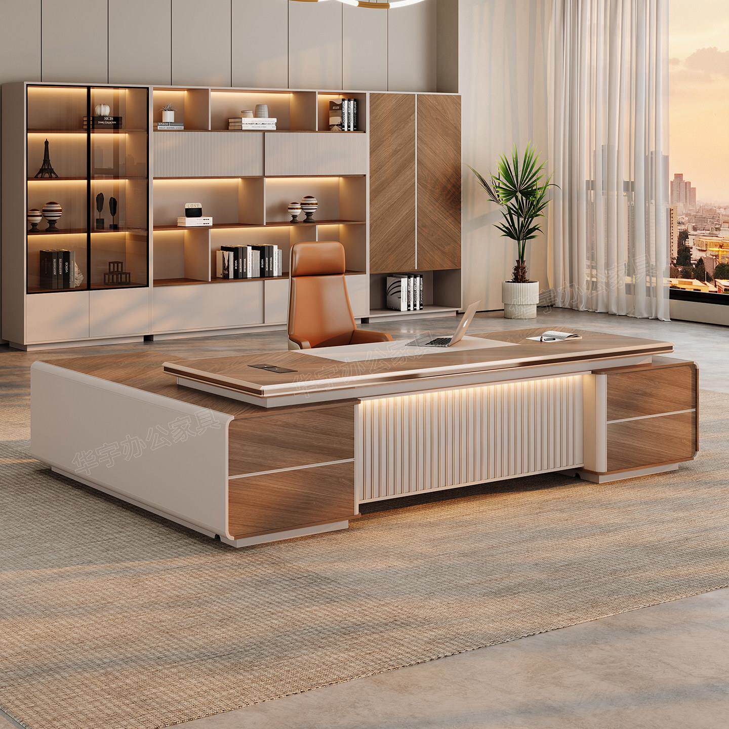 2026新款老板桌轻奢高级感班台董事长领导办公室总裁办公桌椅组合