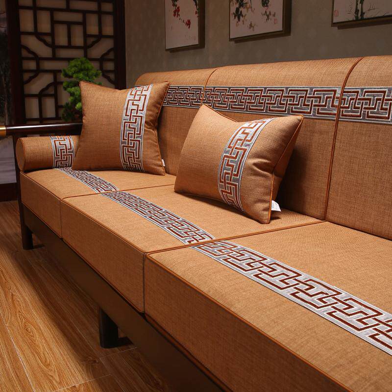 中式红木沙发加厚大靠背实木椅子靠垫古典加硬棉麻防滑垫支持定制