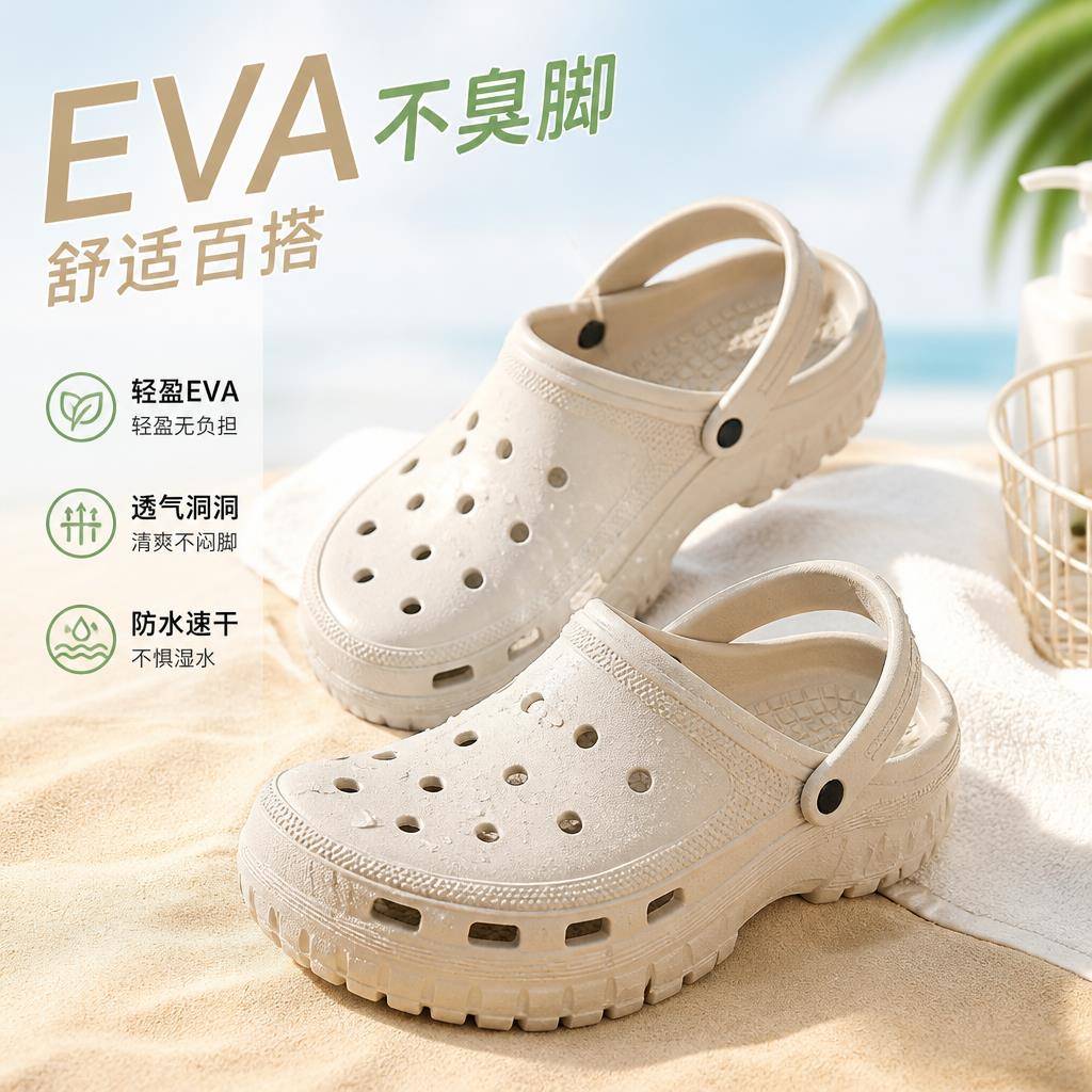 夏季男士洞洞鞋轮胎底开车运动防滑防臭踩屎感包头凉鞋外穿凉拖鞋