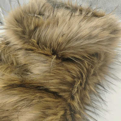 貉子供应厂家圆点染面料海派毛提花长毛绒毛仿尖狐狸棕色
