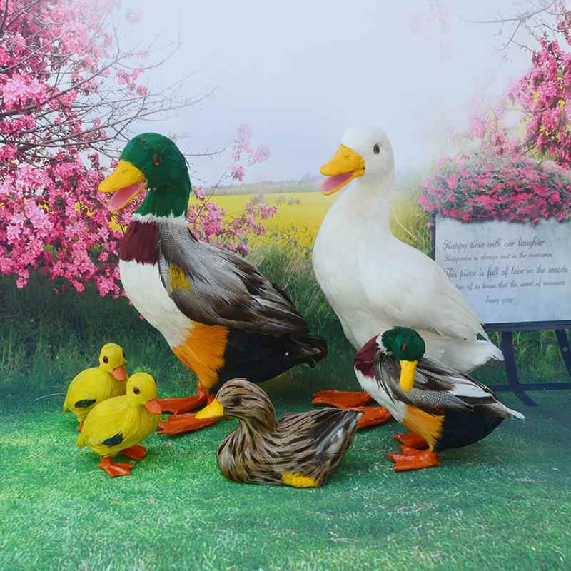 真羽毛仿真鸭子鸡鸭鹅家禽类动物模型园林摆件门店商场装饰品道具