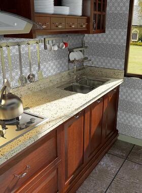 厨房贴纸防水防油自粘楼梯橱柜门墙壁墙贴改造日式浅灰花纹RS014