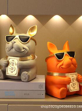 612网红法斗狗纸巾盒客厅轻高档餐奢厅创意茶桌面牛斗犬抽纸盒几