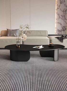式黑色岩板茶几代客厅轻几奢小户64T6CGHt型腰果现边创意异形家用