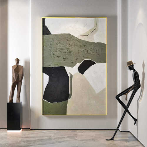 现代轻奢客厅餐厅玄关装饰画抽象绿色肌理艺术背景墙壁画竖版挂画