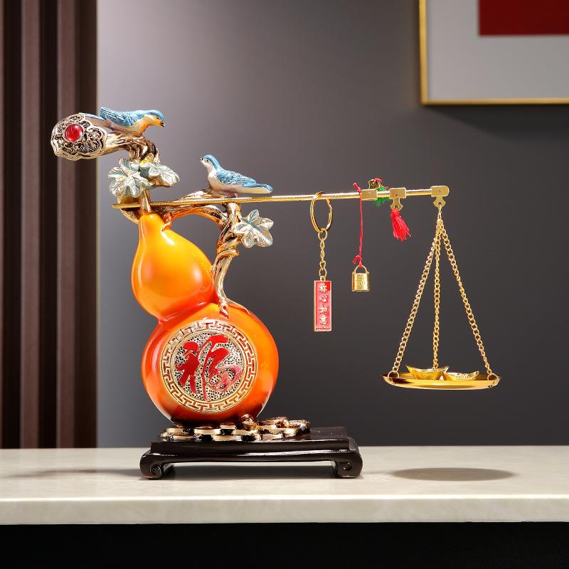 2025新款玄关摆件新中式家居饰品称心如意葫芦摆件客厅酒柜高挡轻