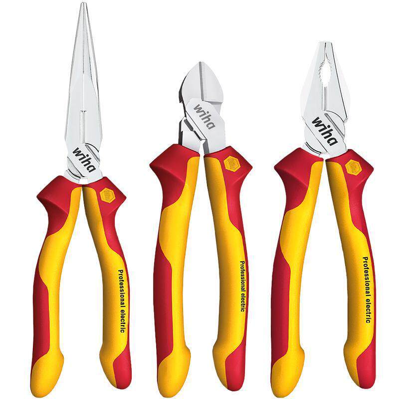 wiha威汉德国进口 电工VDE绝缘钳3件套装